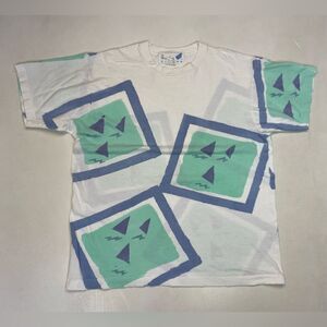 VINTAGE Paradise Canyon Abstract All Over Print T-shirt Men XL 90s Single Stitch